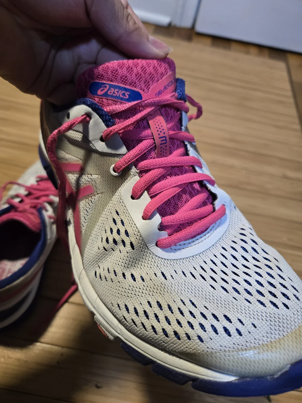 Women's Running Sneakers - White with Pink & Navy